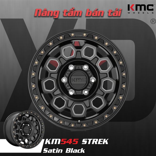Mâm KMC KM545 Trek Satin Black 17 inch - Đen Satin