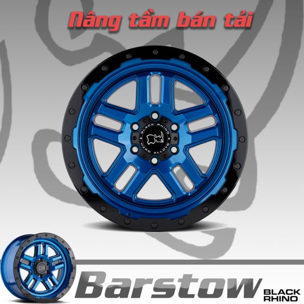 Mâm Black Rhino Barstow Dearborn Blue 17 inch Xanh Đen
