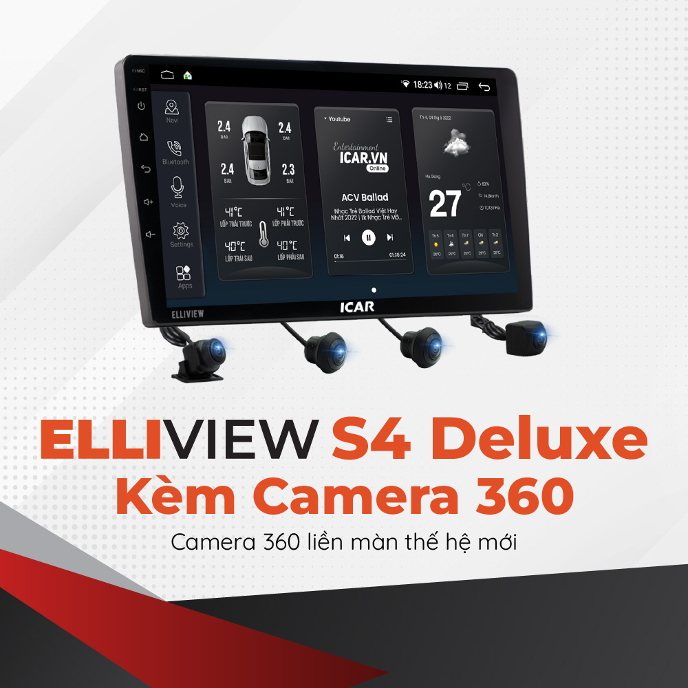 Màn Hình Android Elliview S4 Deluxe [4GB/64GB + Camera 360]