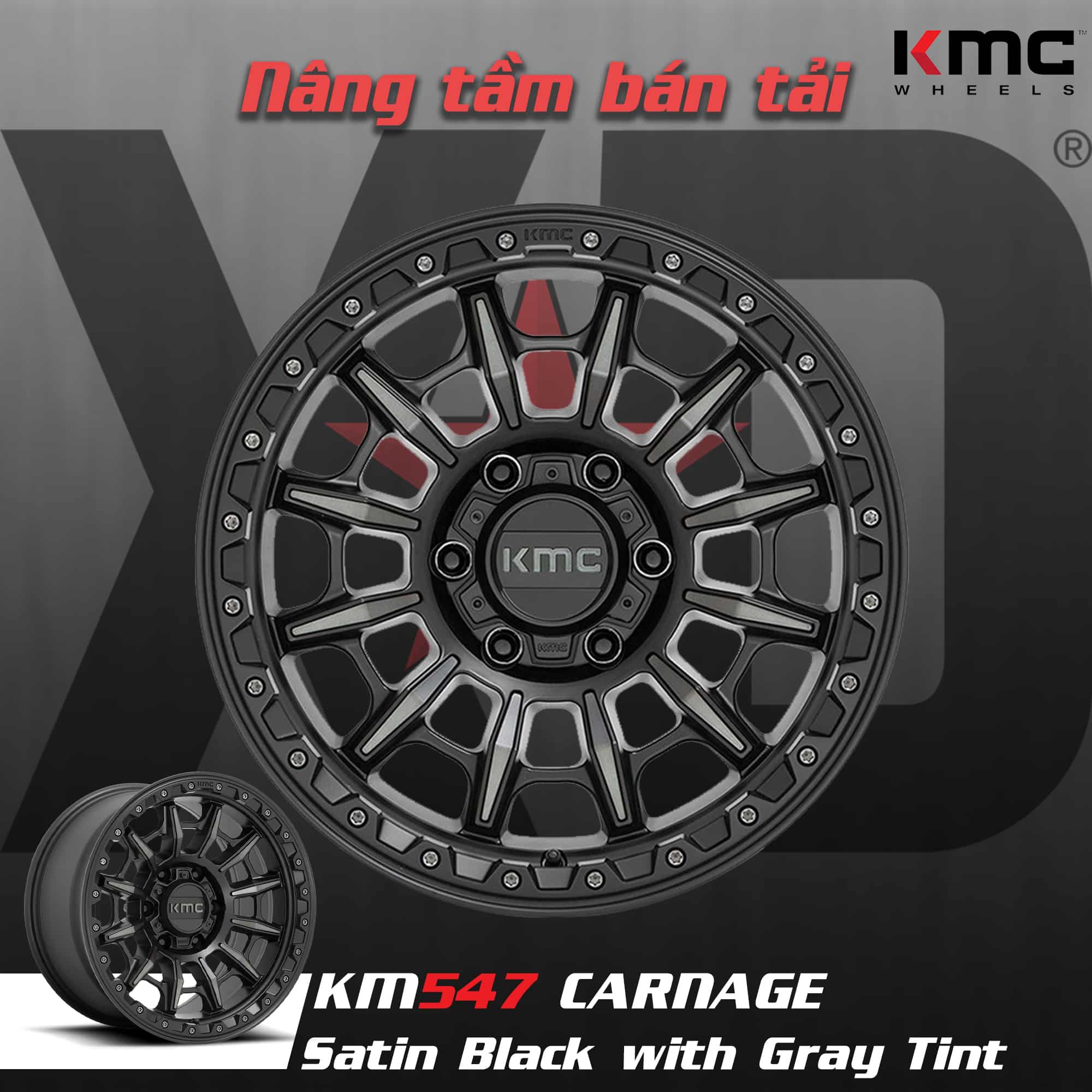 Mâm KMC KM547 Carnage Satin Black