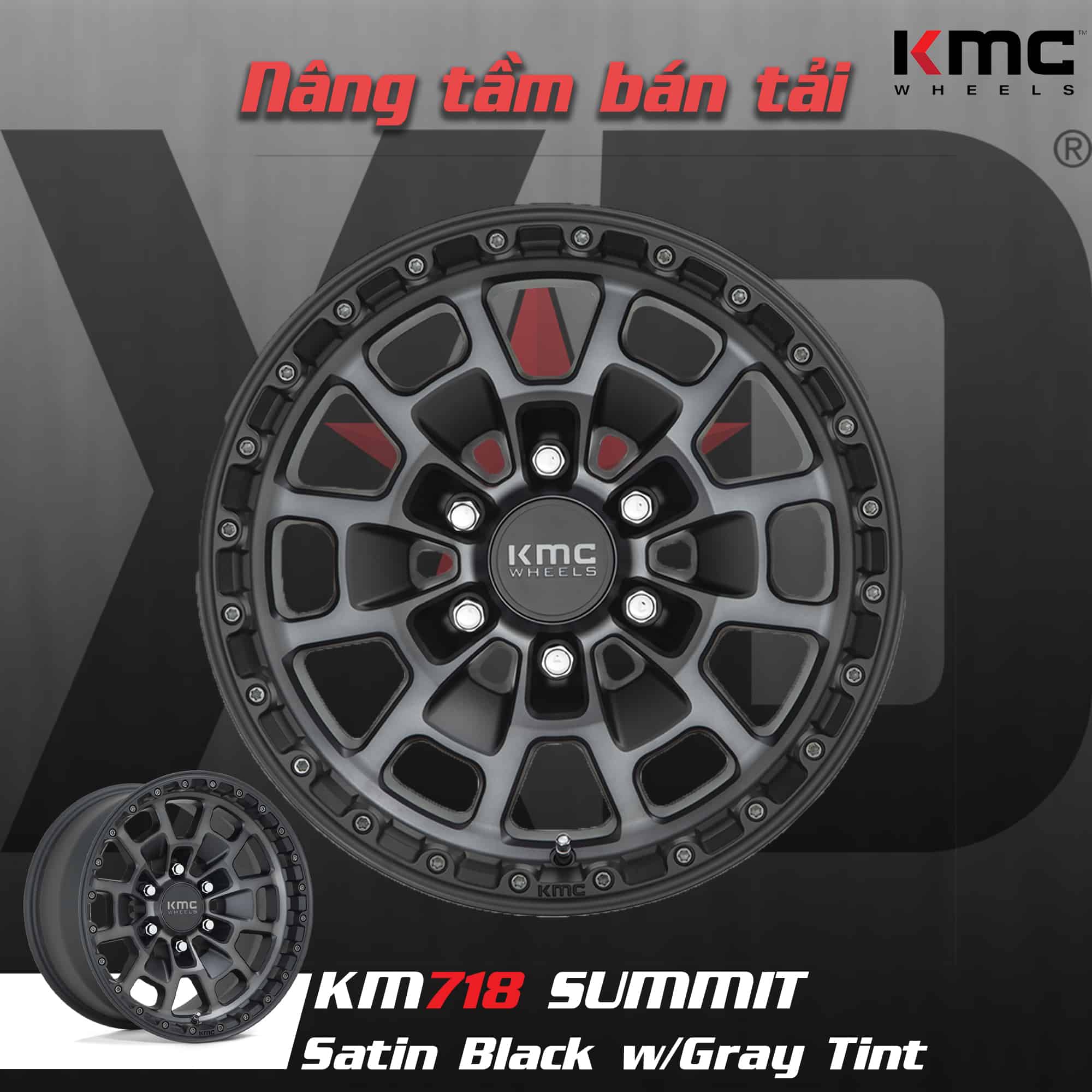 Mâm KMC KM718 Summit Satin Black Gray