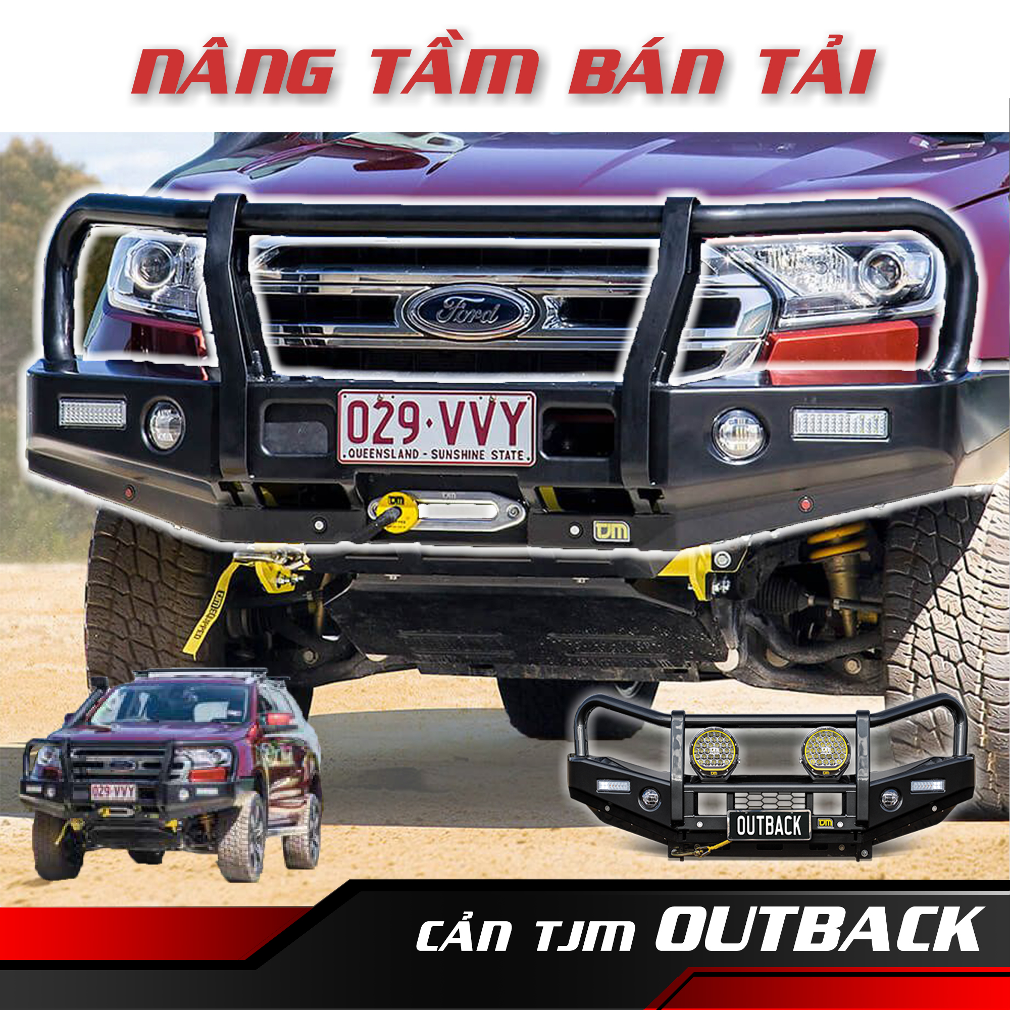 Tjm Outback Bull Bar T13 Cho Ford Ranger &Amp; Everest (2015+)Anhdaidien TJM OUTBACK BULL BAR T13 CHO FORD RANGER EVEREST 2015anhdaidien