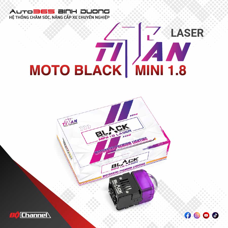 Titan Moto Black Mini 1.8 Laser | Đèn Bi Laser Moto Cao Cấp