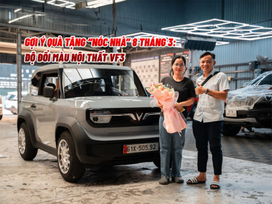 Anh Khách Độ Đổi Màu Nội Thất VF3 Nâu Kem Tặng "Chị Nhà"