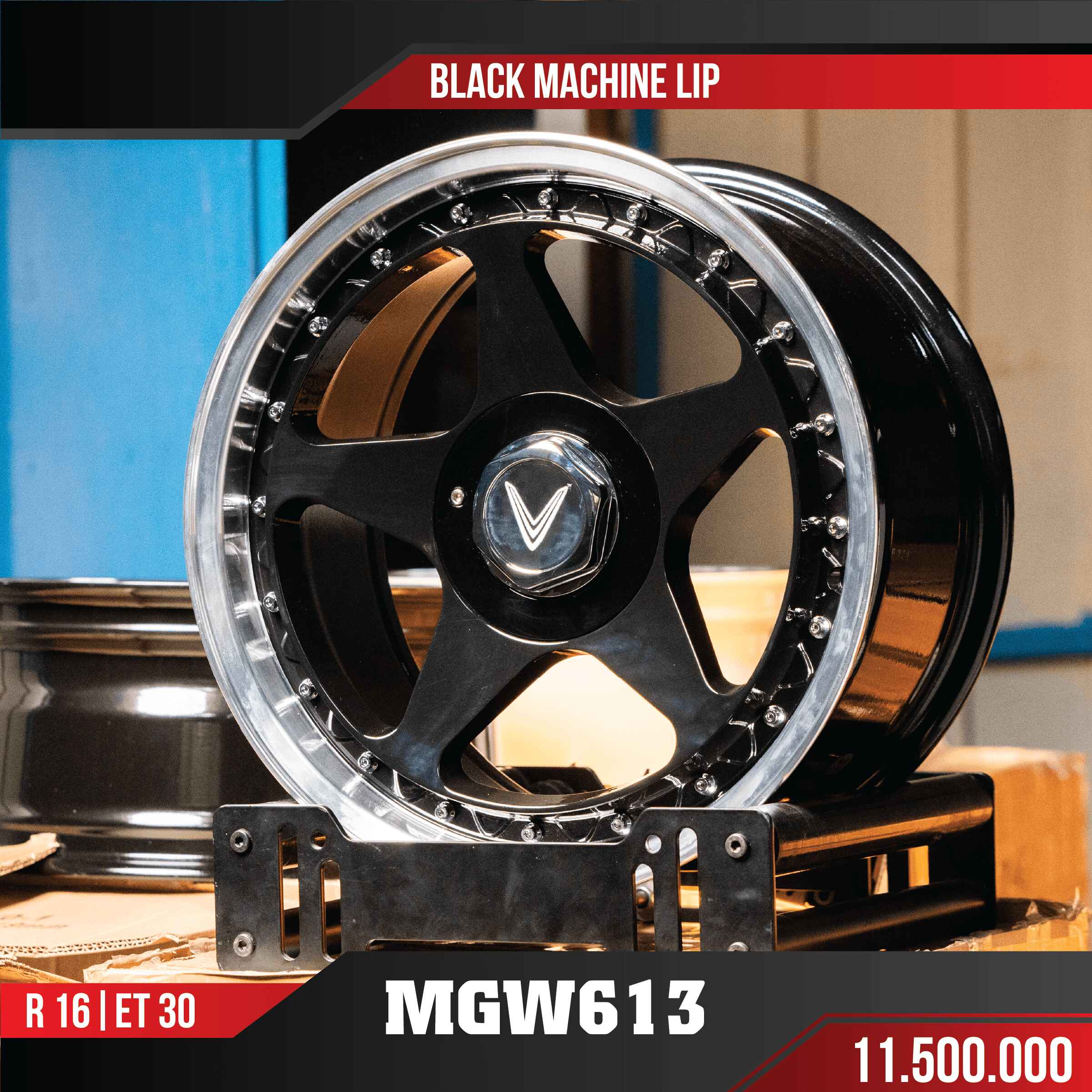 MÂM VF3 MGW613 BLACK MACHINE LIP 16 INCH ET30