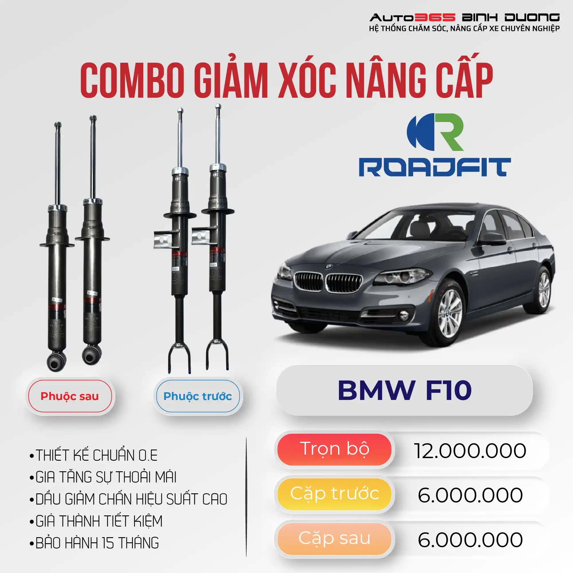 Phuộc Roadfit cho BMW F10 – Combo giảm xóc