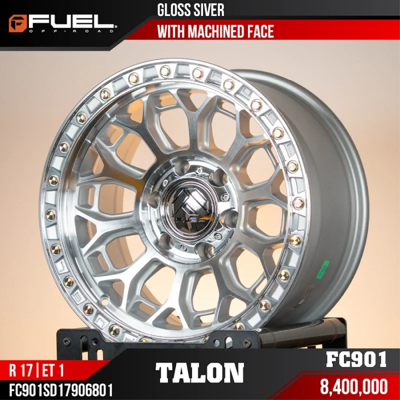 Mâm Fuel FC901 Talon Gross Silver With Machined Face
